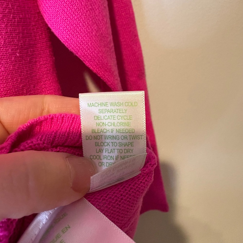 Lilly Pulitzer V Neck Long Sleeve Pullover Sweater Hot Pink Knit Size S - Picture 7 of 9